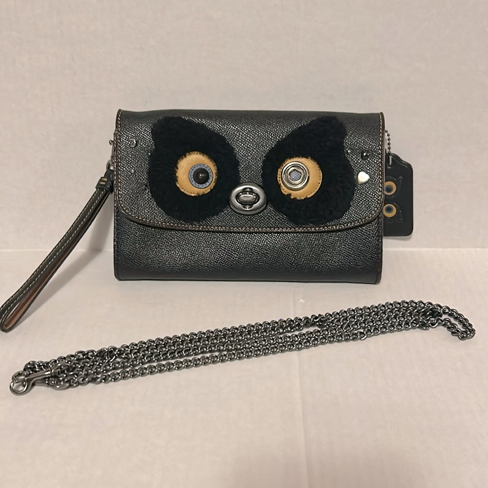 Coach F22768 Limited Edition Bear Chain Crossbody with 2017 Holiday hangtag